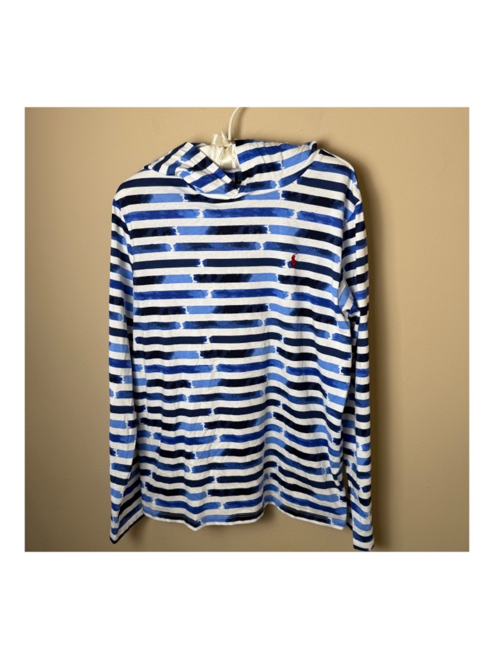 NWT Polo Ralph Lauren Hooded Tee Boys Kids XL 18-20 White Blue Shirt Americana